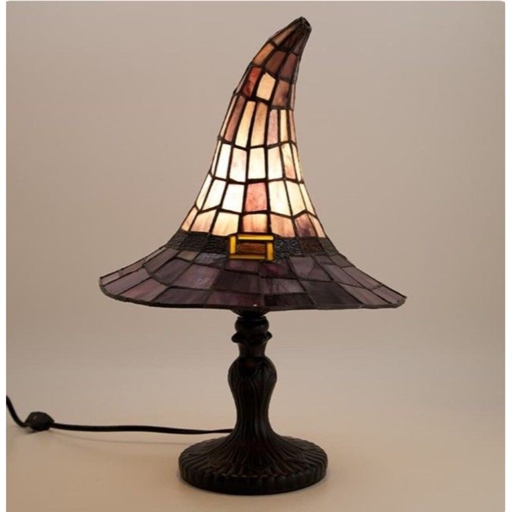 CRACKER BARREL 2026 STAINED GLASS WITCH HAT LAMP VIRAL HALLOWEEN TIFFANY STYLE